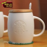 星巴克酒桶马克杯咖啡杯 陶瓷情侣杯子创意带盖水杯茶杯包邮代购