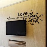 客厅电视墙卧室婚房浪漫墙贴纸LOVE蝴蝶 家居创意组合搭配照片
