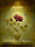 金美客餐厅油画花卉家居竖版玄关装饰画手绘欧式 《骄傲的玫瑰》