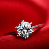 六爪仿真钻戒  925纯银钻石戒指 女戒 结婚订婚指环 男女对戒