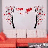 温馨浪漫墙贴纸贴画大红色爱心树情侣贴画卧室婚房床头电视背景墙