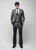 西服定做男装男士三件套实体店韩版修身型定制戗驳领正装礼服套装
