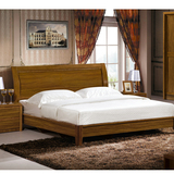 现代中式实木床 1.8米1.5米双人床 高箱储物床 楠木色家具