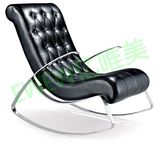 躺椅摇椅吧台椅凳子时尚创意休闲椅不锈钢黑色皮艺EWF-49
