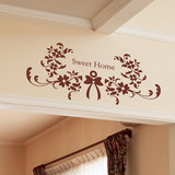 Sweet 浪漫棕色欧式花纹客厅卧室门楣装饰墙贴进门贴纸可定制字