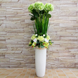 欧式白色创意仿真大花瓶陶瓷落地家居装饰花艺假花客厅电视柜摆件