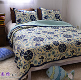 蓝瓷 外贸全棉绗缝被三件套床盖床单衍缝空调被夏被套四件套1515