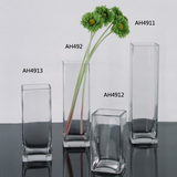 简约厚玻璃花瓶直筒正方形方缸客厅透明水培富贵竹客厅插花器包邮