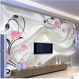 3D大型壁画 现代简约客厅电视背景墙卧室婚房壁纸 温馨浪漫玫瑰