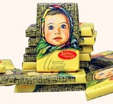 纯进口俄罗斯牛奶黑巧克力 阿伦卡大头娃娃迷你装300克满百包邮