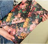 2014欧美时尚新款花卉油画铆钉包 女包包玫瑰花朵信封包 手拿包