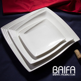 创意纯白陶瓷正方牛排盘水果盘 家用平盘碟子盘子菜盘 西餐盘果盘