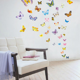 50只蝴蝶墙贴 DIY组合贴画儿童房卧室客厅装饰贴可移除墙贴纸贴图