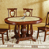 欧式实木大理石椭圆形餐桌 小户型家庭大理石桌子一桌4椅包邮