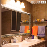 BOLEN现代欧式时尚磨边镜 浴室镜子  新古典方形ps边框卫浴美容镜