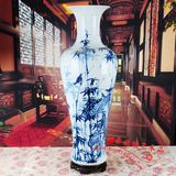 景德镇陶瓷大号花瓶 竹报平安 纯手绘1米青花瓷落地大花瓶 1.2米