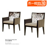 新中式家具 水曲柳实木布艺餐椅 茶楼仿古洽谈休闲椅 厂家直销