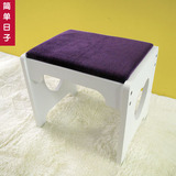 简单日子白色镂空心形梳妆凳/紫色面料软面化妆凳/简约时尚坐凳