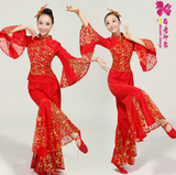 2014新款现代舞喜庆秧歌服表演舞蹈广场舞服装腰鼓服饰合唱服女装
