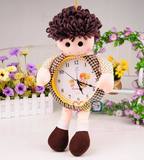 可爱卡通毛绒小男孩挂钟客厅卧室装饰工艺墙壁时钟挂钟表创意个性