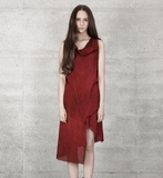 ISAEI原创设计师原创品牌个性红色不规则连衣裙夏新款高端女装