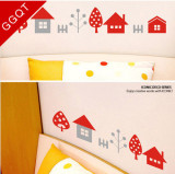 卡通小屋 情侣墙贴纸温馨儿童房间卧室装饰 创意韩国艺术墙饰背景