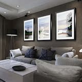 客厅风景挂画山水装饰画有框画现代简约沙发背景壁画三联卧室墙画