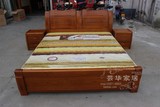 榆木床全实木床1.8米双人床卧室家具榆木厚重款中式全实木床婚床