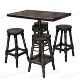碳化复古实木铁艺酒吧桌椅 酒吧桌 吧台椅 欧式酒吧凳 休闲简约Q