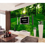 大型客厅装饰壁画电视背景墙纸 绿色自然风景壁画森林大树