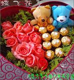 红玫瑰白玫瑰心形礼物盒生日礼物杭州九堡花店滨江区西湖鲜花配送
