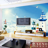 西诺地中海墙纸 大型壁画 客厅卧室电视沙发餐厅背景墙壁纸 灯塔