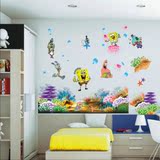 海绵宝宝墙贴3d立体可移除墙贴画贴纸卡通儿童墙贴宝宝房装饰包邮