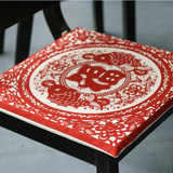 帛彩堂 中式纯棉布艺餐桌椅垫坐垫椅子垫 可拆洗加厚 鲤鱼送福
