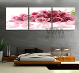 唯美为家特价装饰画 现代客厅无框画时尚简约卧室画花卉粉红玫瑰