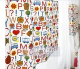 可爱卡通字母 粗棉帆布窗帘布 客厅卧室飘窗儿童房 定做成品窗帘
