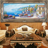 欧式田园风景油画纯手绘抽象客厅装饰有框餐厅玄关挂画地中海壁画