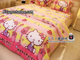 特价 Hello Kitty 纯棉床品双人四件套床单被套枕套被罩 出口原单