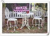 铁艺白色梅花桌椅套装 户外休闲桌椅组合 公园花园桌椅咖啡厅酒吧