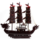 御品坊 木雕红木船 一帆风顺工艺品 帆船模型 龙船客厅摆件 70