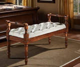欧式床尾凳实木床边凳坐凳沙发凳白色皮质 换鞋长凳 简约美式床榻