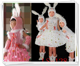 新款男女粉红小兔子动物服装小白兔服装动物卡通表演服儿童演出服