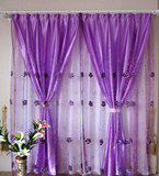 窗帘紫色遮光绣花窗纱布料成品特价清仓客厅卧室阳台飘窗租房田园