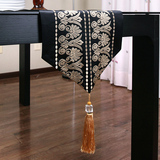 布一堂家居现代中式桌旗015纺丝绣花餐桌桌旗桌布茶几旗优雅黑