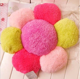 糖果色彩色珊瑚绒花瓣坐垫汽车靠垫花朵抱枕太阳花午休枕毛绒玩具