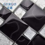 GERGO 水晶玻璃黑白马赛克电视墙拼图背景墙贴卫生间浴室吧台瓷砖