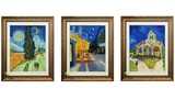 查理夫人 现代装饰画客厅有框画 简欧手绘梵高三联风景油画 13172