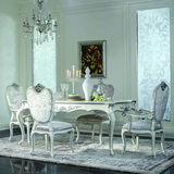 欧式餐桌宜家新古典餐桌椅组合一桌六椅实木饭桌子长方形桌子白色