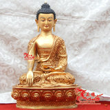 藏传佛教 密宗佛像 尼泊尔紫铜鎏金 释迦牟尼佛佛像  一尺