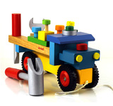 木制榉木儿童益智动手组合组装玩具拆装螺丝工具车拼装玩具模型车